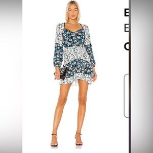 Elliatt Floral mini satin colorblock dress NWT